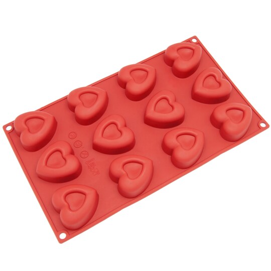 Freshware Silicone Mold, Soap Mold for Cupcake, Muffin, Pudding, Cheesecake, and Soap, Valentine Heart, Mini, 12-Cavity